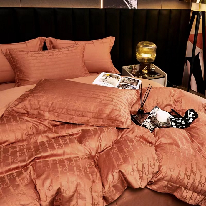 91家纺网 家纺一手货源 找家纺 卡迪亚家纺 2024新款180支长绒棉提花四件套 爱马仕橙