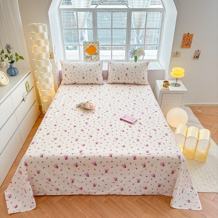 清雅福 2024新款全棉13372小清新单床单 爱心樱桃