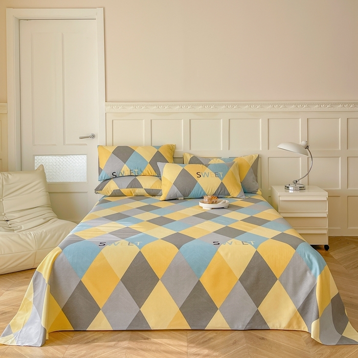 91家纺网 家纺一手货源 找家纺 棉乐町家居 2025新款爆款印花老粗布床单系列 忘川