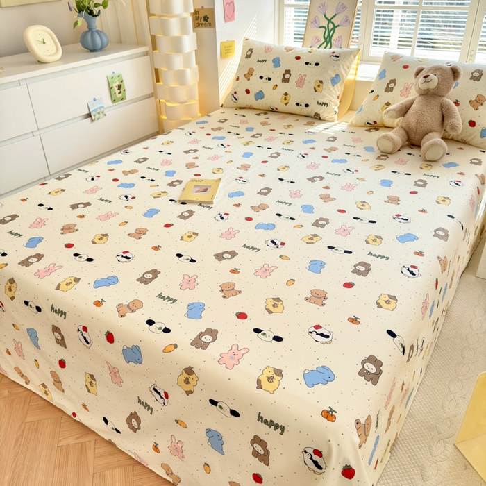 91家纺网 家纺一手货源 找家纺 清雅福 2024新款全棉13372小清新单床单 松岛可可