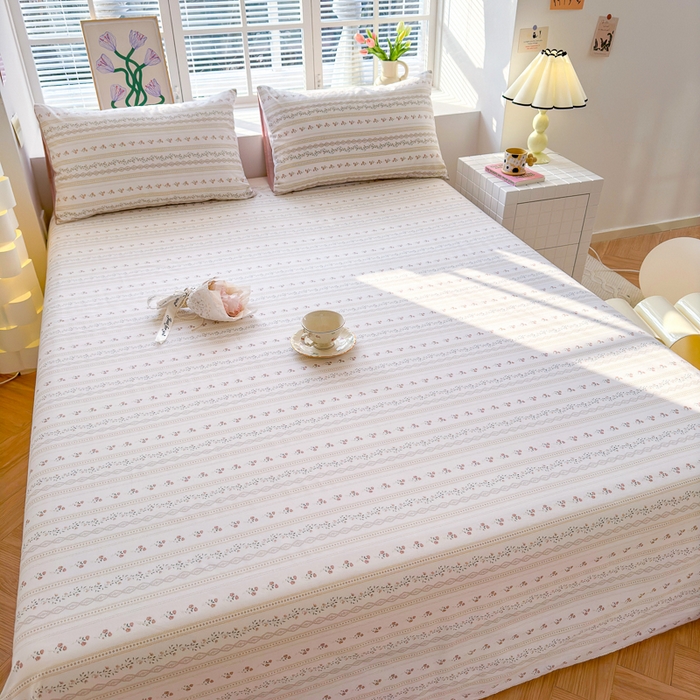 91家纺网 家纺一手货源 找家纺 清雅福 2024新款全棉13372小清新单床单 樱桃花