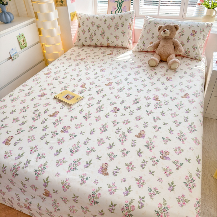 91家纺网 家纺一手货源 找家纺 清雅福 2024新款全棉13372小清新单床单 花萃清风