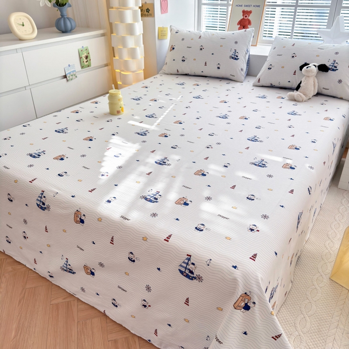 91家纺网 家纺一手货源 找家纺 清雅福 2024新款全棉13372小清新单床单 扬帆起航