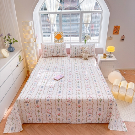 91家纺网 家纺一手货源 找家纺 清雅福 2024新款全棉13372小清新单床单 枝间梦