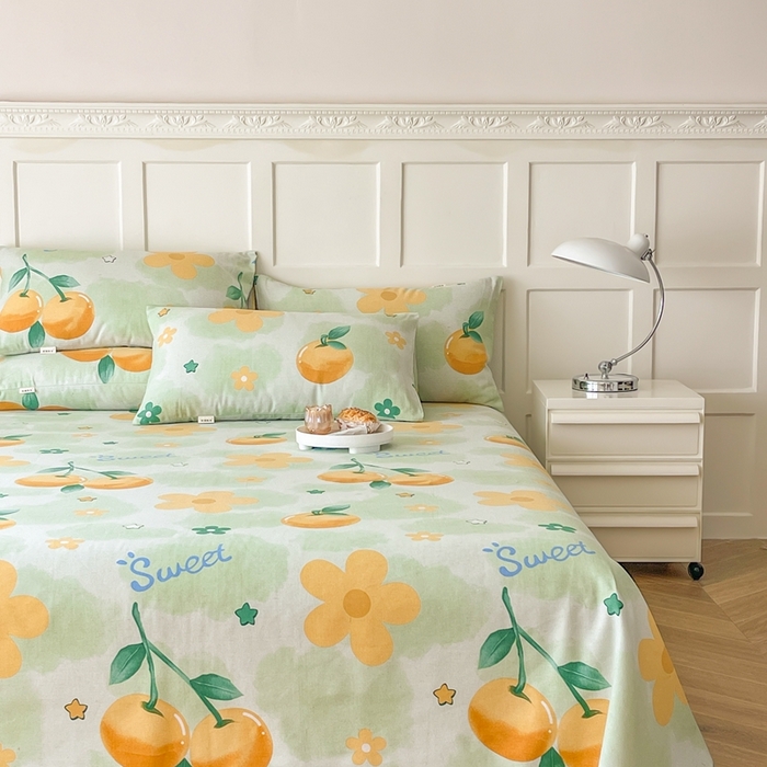 91家纺网 家纺一手货源 找家纺 棉乐町家居 2025新款爆款印花老粗布床单系列 柒夏