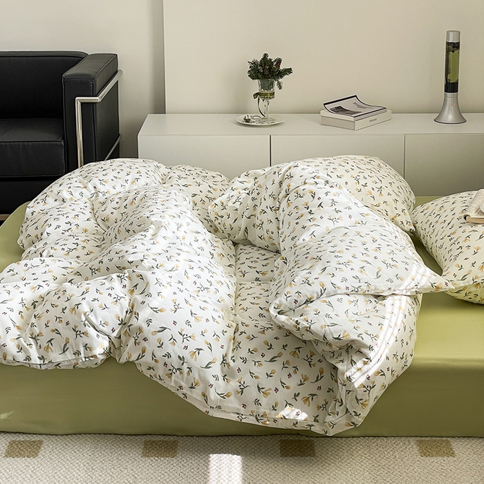 91家纺网 家纺一手货源 找家纺 窝米 2024春季新品全棉双层纱系列四件套 芳华