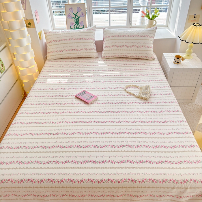 91家纺网 家纺一手货源 找家纺 清雅福 2024新款全棉13372小清新单床单 玫瑰物语