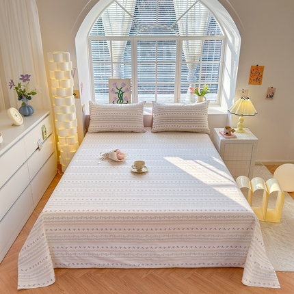 91家纺网 家纺一手货源 找家纺 清雅福 2024新款全棉13372小清新单床单 樱桃花