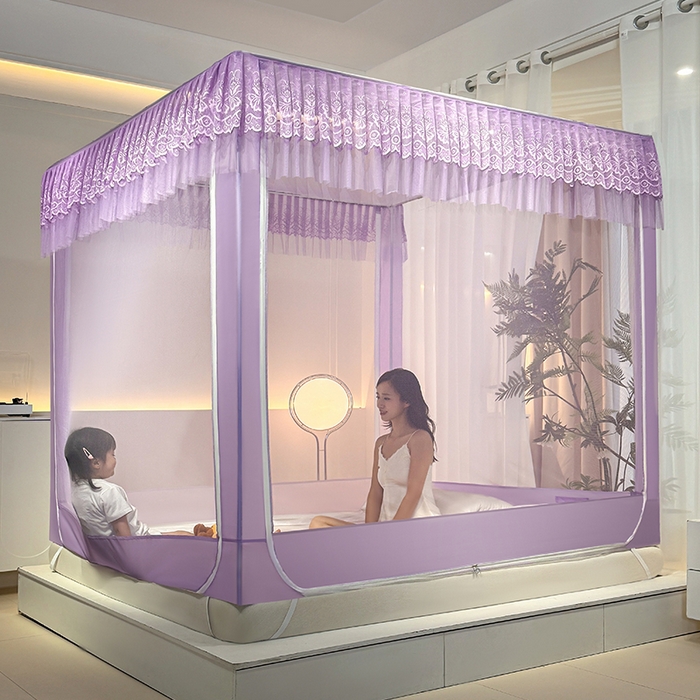 91家纺网 家纺一手货源 找家纺 （总）青竹苑 2024新款内穿蕾丝花边坐床蚊帐