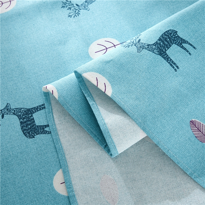 91家纺网 家纺一手货源 找家纺 棉乐町家居 2025新款爆款印花老粗布床单系列 麋鹿-蓝