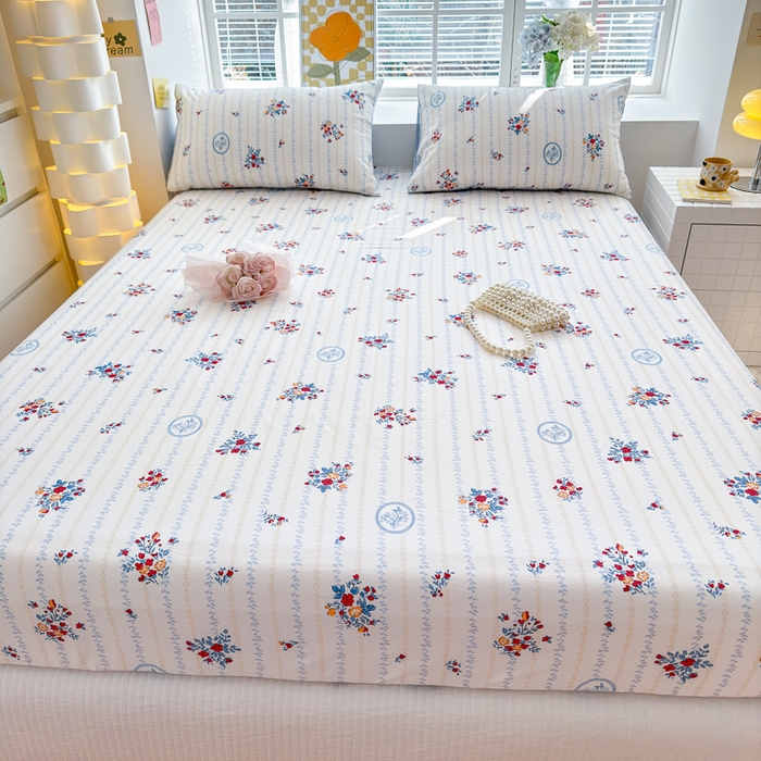 91家纺网 家纺一手货源 找家纺 清雅福 2024新款全棉13372小清新单床笠 伯爵夫人