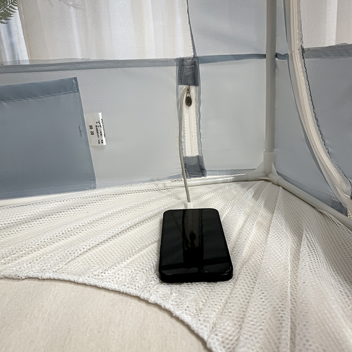 91家纺网 家纺一手货源 找家纺 青竹苑 2024新款内穿蕾丝花边坐床蚊帐 爱丽丝-蓝灰