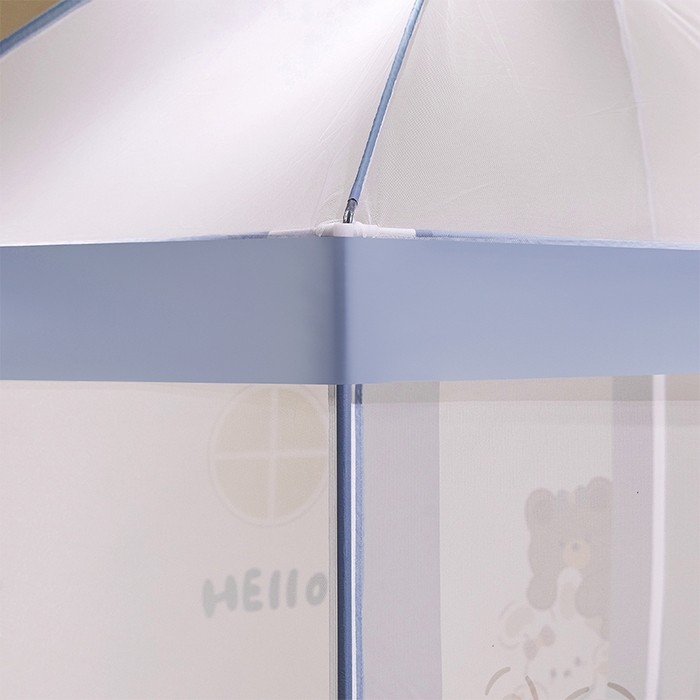 91家纺网 家纺一手货源 找家纺 青竹苑 2024新款围栏款印花坐床蚊帐蒙古包防摔睡帐 围栏-兔兔和熊熊