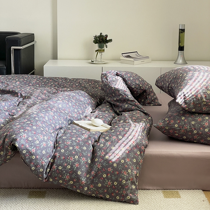 91家纺网 家纺一手货源 找家纺 窝米 2024春季新品全棉双层纱系列四件套 香菲儿