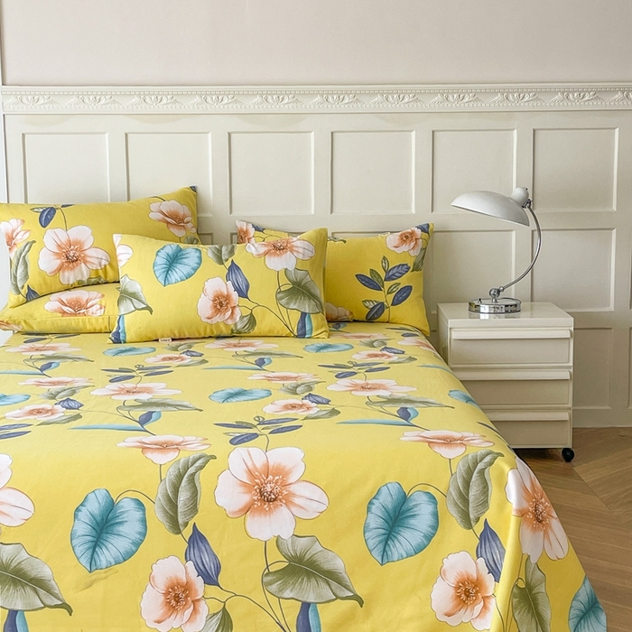 91家纺网 家纺一手货源 找家纺 棉乐町家居 2025新款爆款印花老粗布床单系列 花逝