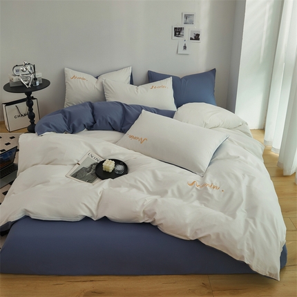 91家纺网 家纺一手货源 找家纺 （总）多品家纺 2024新款全棉纯色绣花四件套