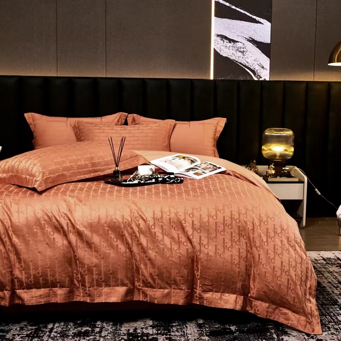 91家纺网 家纺一手货源 找家纺 卡迪亚家纺 2024新款180支长绒棉提花四件套 爱马仕橙