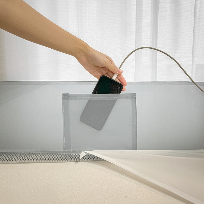 91家纺网 家纺一手货源 找家纺 青竹苑 2024新款铃兰花开外穿蕾丝花边坐床蚊帐 铃兰花开-简灰