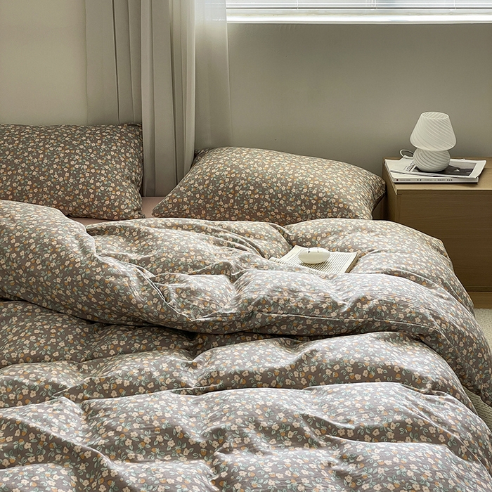 91家纺网 家纺一手货源 找家纺 窝米 2024春季新品全棉双层纱系列四件套 朝霞