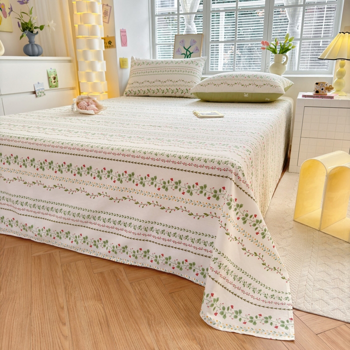 91家纺网 家纺一手货源 找家纺 清雅福 2024新款全棉13372小清新单床单 甜心藤