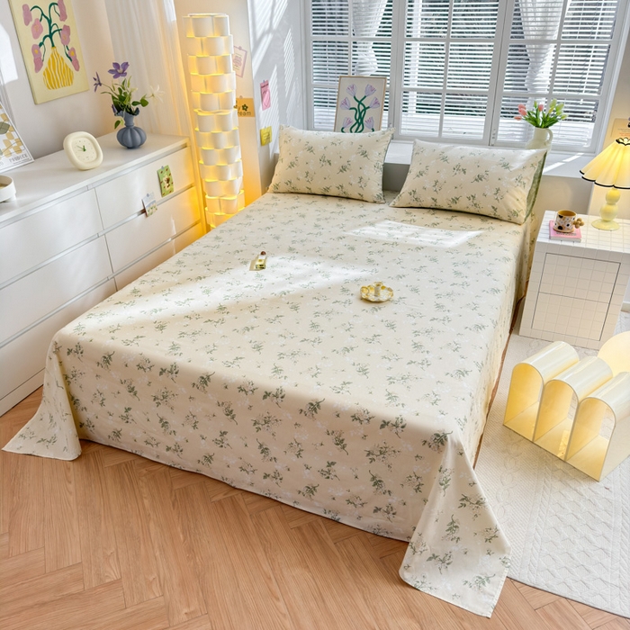 91家纺网 家纺一手货源 找家纺 清雅福 2024新款全棉13372小清新单床单 茶艺