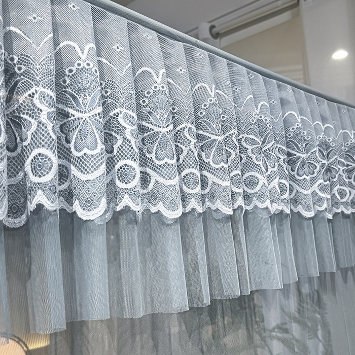 91家纺网 家纺一手货源 找家纺 青竹苑 2024新款内穿蕾丝花边坐床蚊帐 爱丽丝-蓝灰