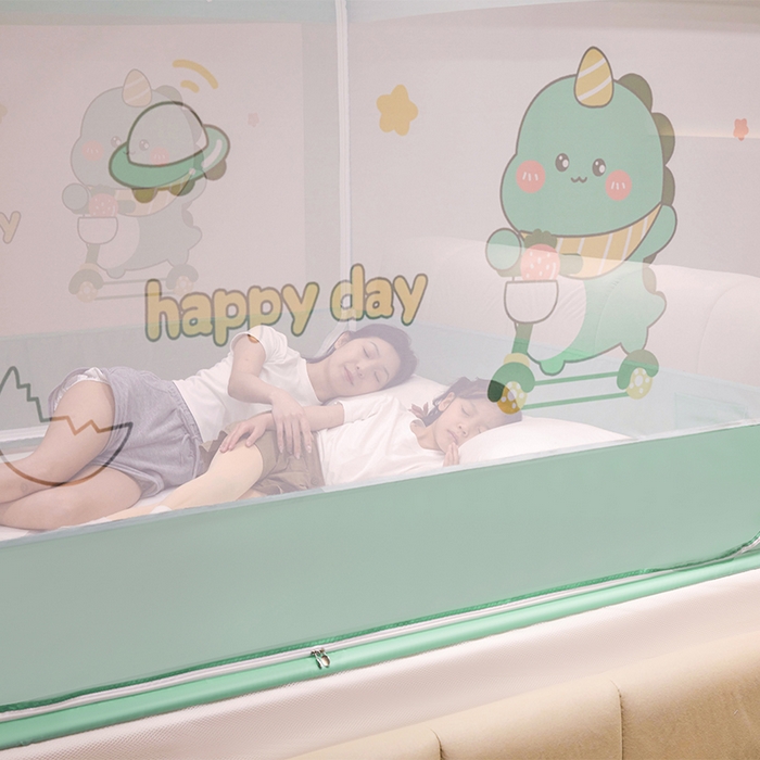 91家纺网 家纺一手货源 找家纺 青竹苑 2024新款围栏款印花坐床蚊帐蒙古包防摔睡帐 围栏-萌萌龙