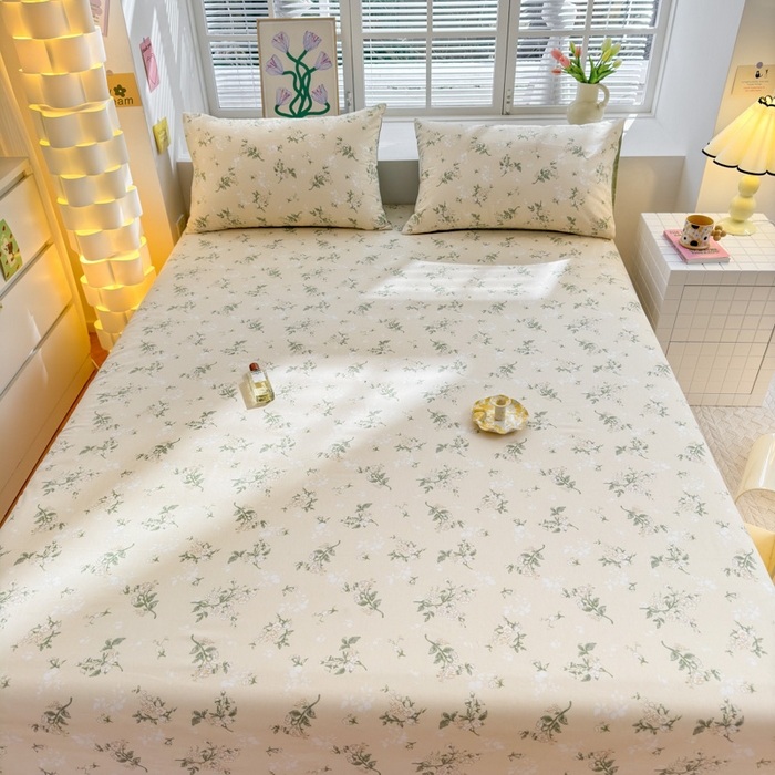 91家纺网 家纺一手货源 找家纺 清雅福 2024新款全棉13372小清新单床单 茶艺