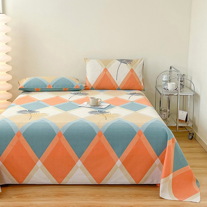 91家纺网 家纺一手货源 找家纺 棉乐町家居 2025新款爆款印花老粗布床单系列 南风