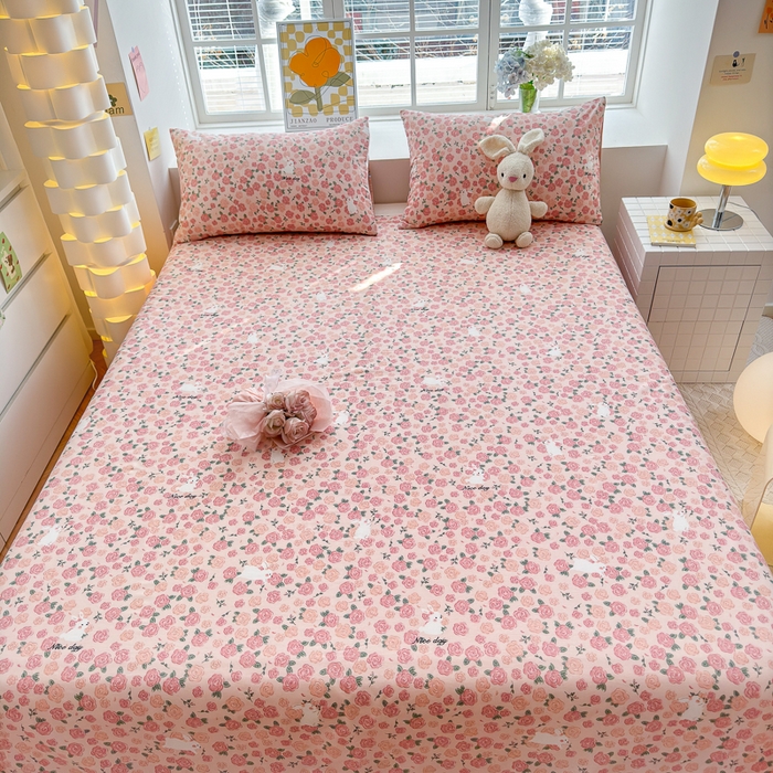 91家纺网 家纺一手货源 找家纺 清雅福 2024新款全棉13372小清新单床单 遇见浪漫