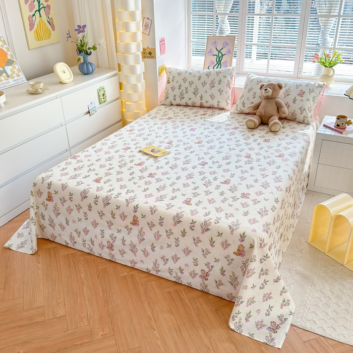 91家纺网 家纺一手货源 找家纺 清雅福 2024新款全棉13372小清新单床单 花萃清风