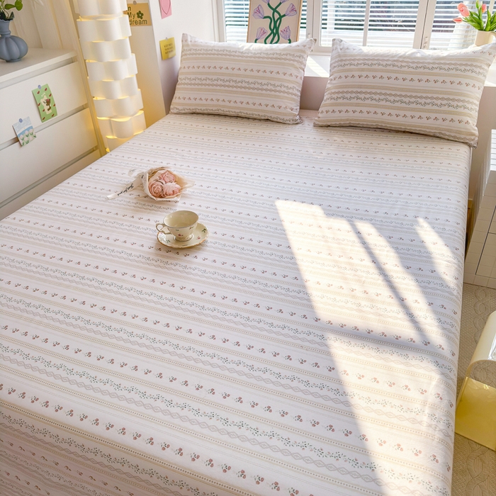 91家纺网 家纺一手货源 找家纺 清雅福 2024新款全棉13372小清新单床单 樱桃花