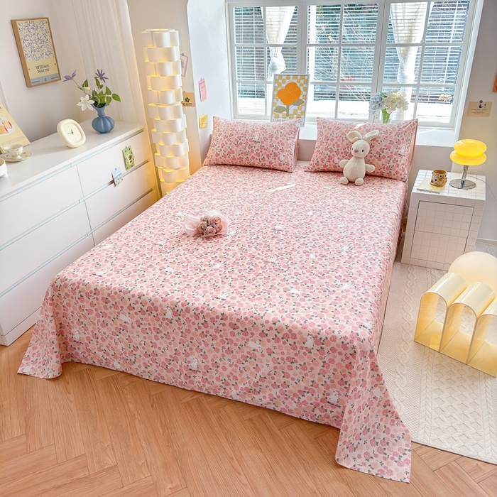 91家纺网 家纺一手货源 找家纺 清雅福 2024新款全棉13372小清新单床单 遇见浪漫