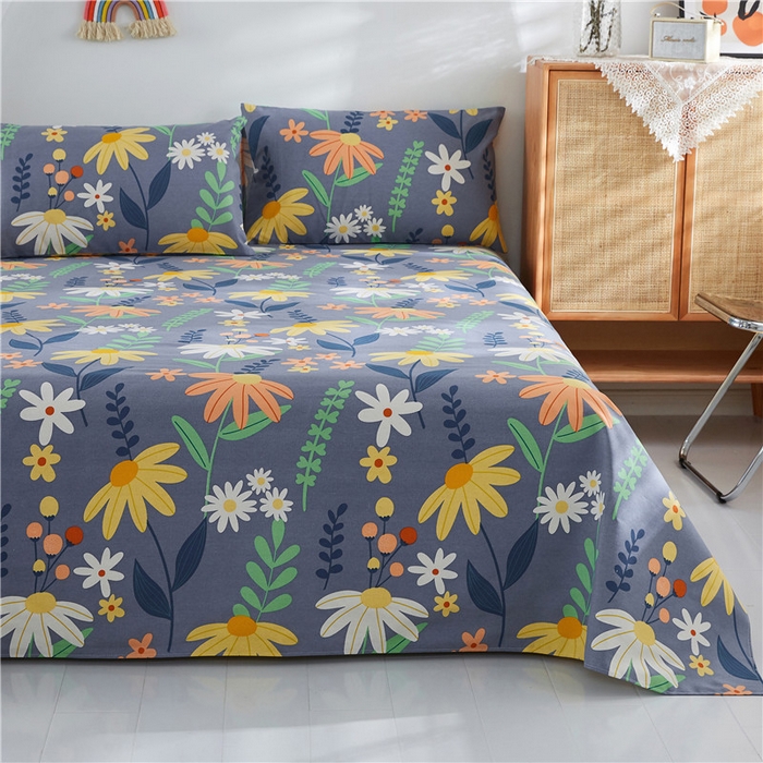 91家纺网 家纺一手货源 找家纺 棉乐町家居 2025新款爆款印花老粗布床单系列 温晨花语