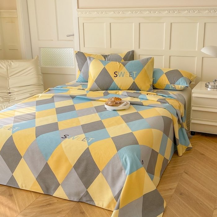 91家纺网 家纺一手货源 找家纺 棉乐町家居 2025新款爆款印花老粗布床单系列 忘川