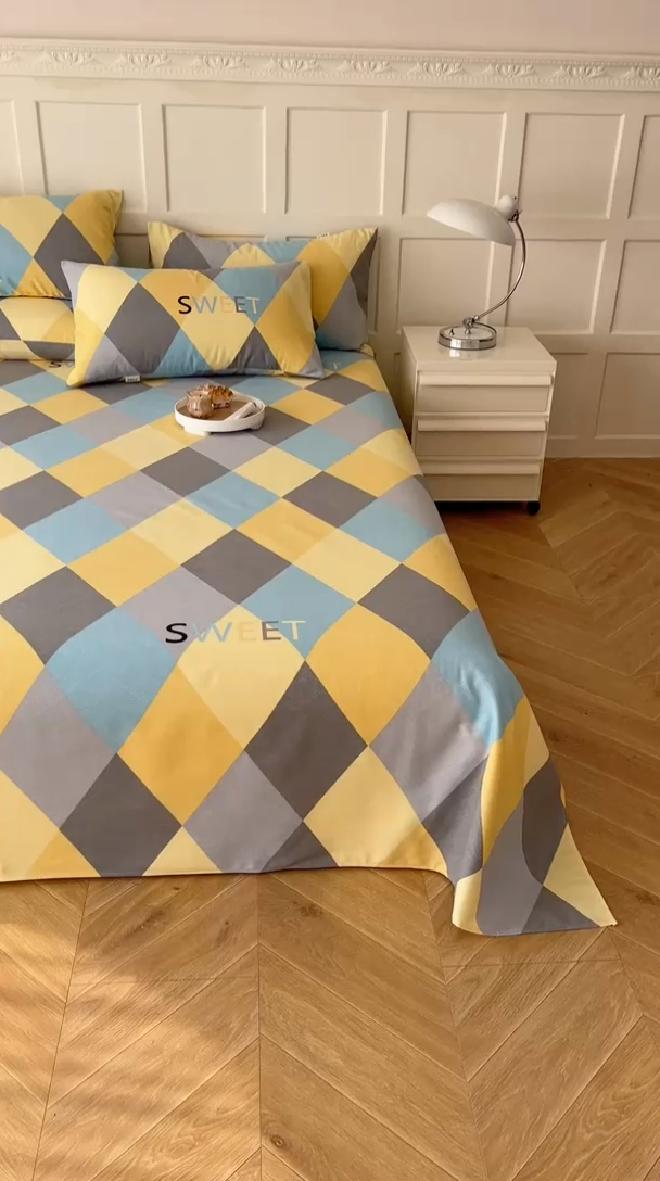 91家纺网 家纺一手货源 找家纺 棉乐町家居 2025新款爆款印花老粗布床单系列 忘川