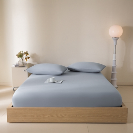 91家纺网 家纺一手货源 找家纺 卧趣家纺 2024新品A类全棉长绒棉单品床笠 薄雾蓝