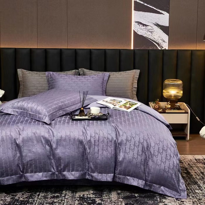 91家纺网 家纺一手货源 找家纺 卡迪亚家纺 2024新款180支长绒棉提花四件套 优雅紫