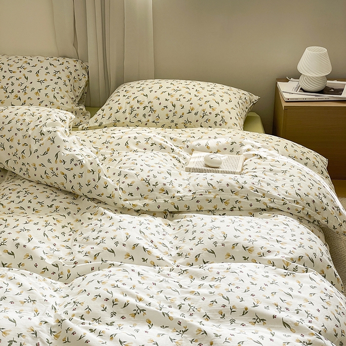 91家纺网 家纺一手货源 找家纺 窝米 2024春季新品全棉双层纱系列四件套 芳华