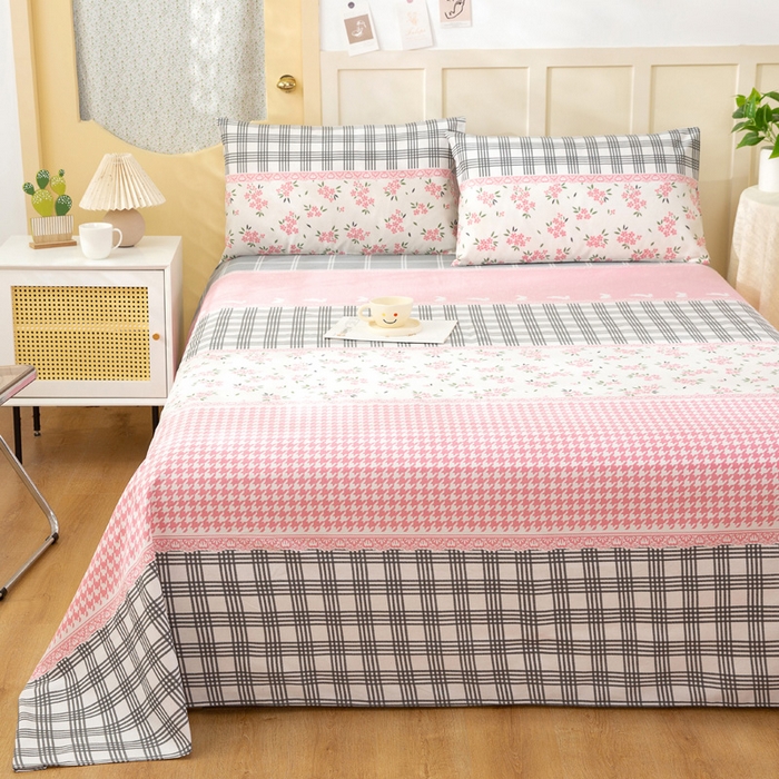 91家纺网 家纺一手货源 找家纺 棉乐町家居 2025新款爆款印花老粗布床单系列 小清新