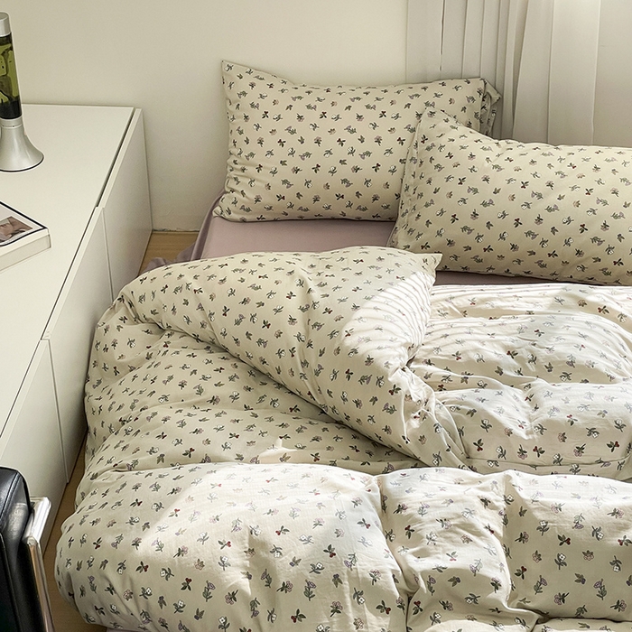 91家纺网 家纺一手货源 找家纺 窝米 2024春季新品全棉双层纱系列四件套 沫夏