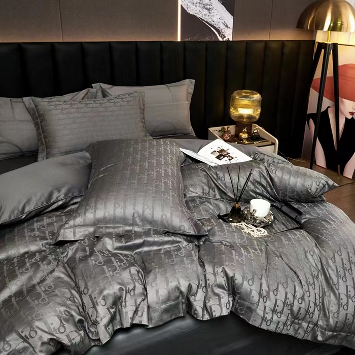 91家纺网 家纺一手货源 找家纺 卡迪亚家纺 2024新款180支长绒棉提花四件套 太空灰