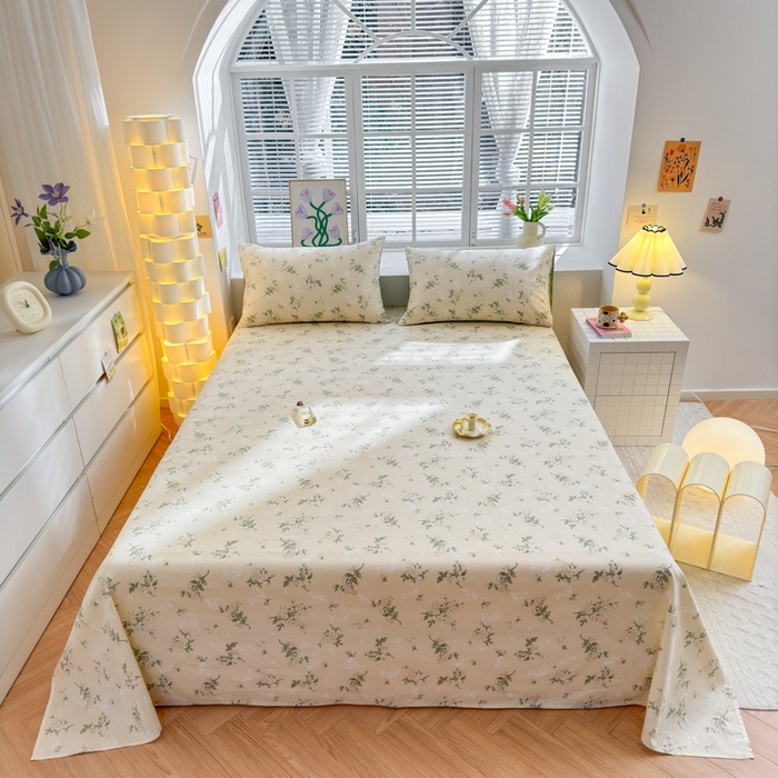 91家纺网 家纺一手货源 找家纺 清雅福 2024新款全棉13372小清新单床单 茶艺