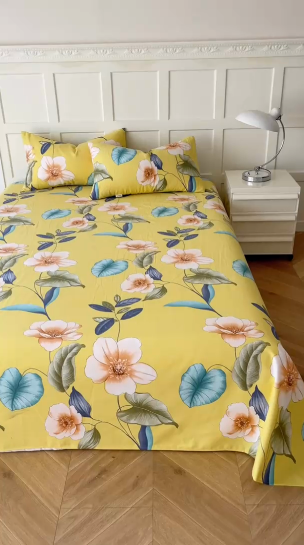 91家纺网 家纺一手货源 找家纺 棉乐町家居 2025新款爆款印花老粗布床单系列 花逝