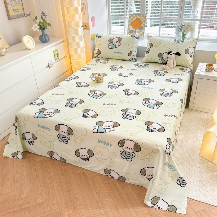 91家纺网 家纺一手货源 找家纺 清雅福 2024新款全棉13372小清新单床单 班尼狗