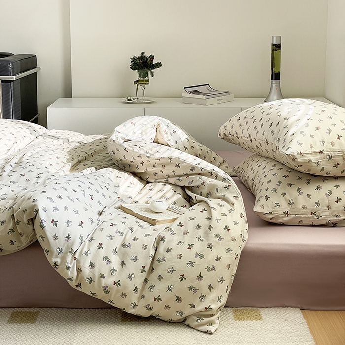 91家纺网 家纺一手货源 找家纺 窝米 2024春季新品全棉双层纱系列四件套 沫夏