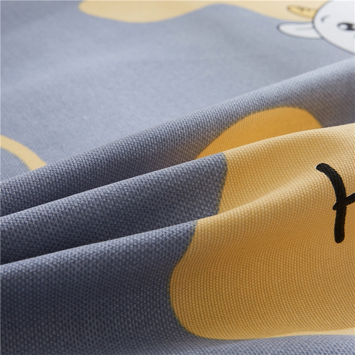 91家纺网 家纺一手货源 找家纺 棉乐町家居 2025新款爆款印花老粗布床单系列 萌牛-灰