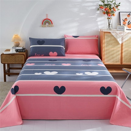 91家纺网 家纺一手货源 找家纺 棉乐町家居 2025新款爆款印花老粗布床单系列 爱的感觉