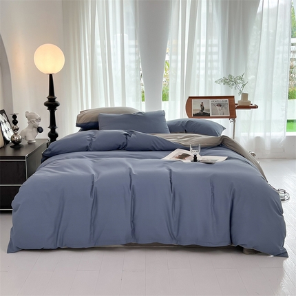 91家纺网 家纺一手货源 找家纺 （总）多品家纺 2024新款全棉纯色双拼四件套