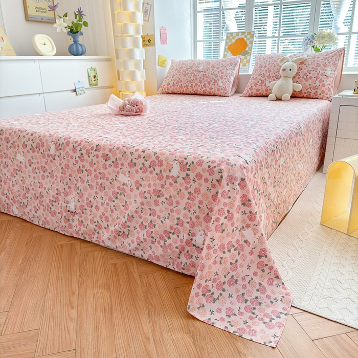 91家纺网 家纺一手货源 找家纺 清雅福 2024新款全棉13372小清新单床单 遇见浪漫